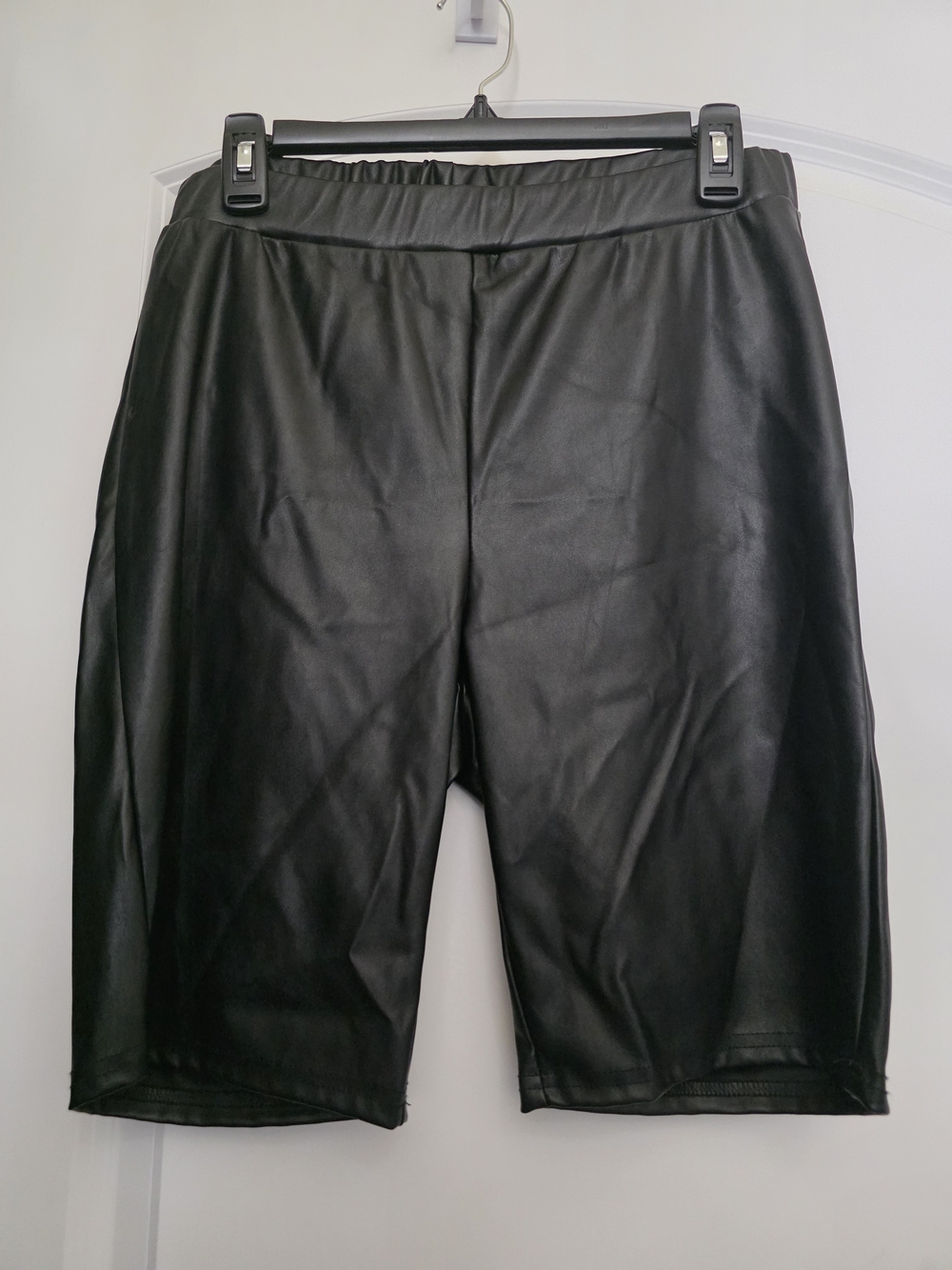 Black Faux Leather Biker Shorts
